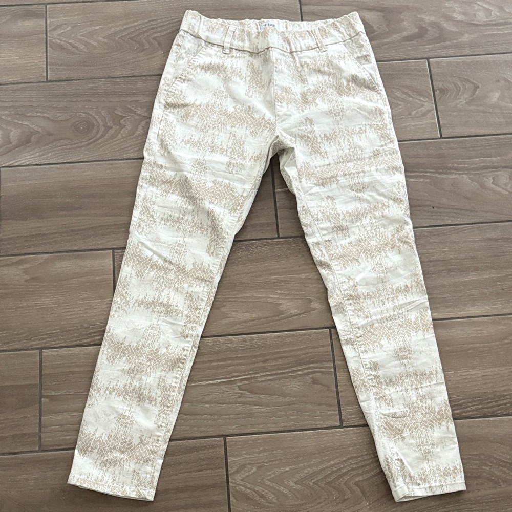 BEVY FLOG Cream and Tan Cropped Pants